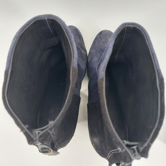 rag & bone Newbury Suede Ankle Heeled Black and Blue Suede Booties - Picture 6 of 9